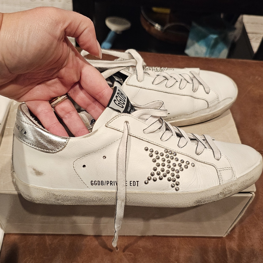 Golden Goose White Sneakers with Silver Accents